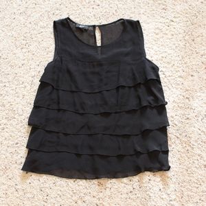 Black Sleeveless Ruffle Top